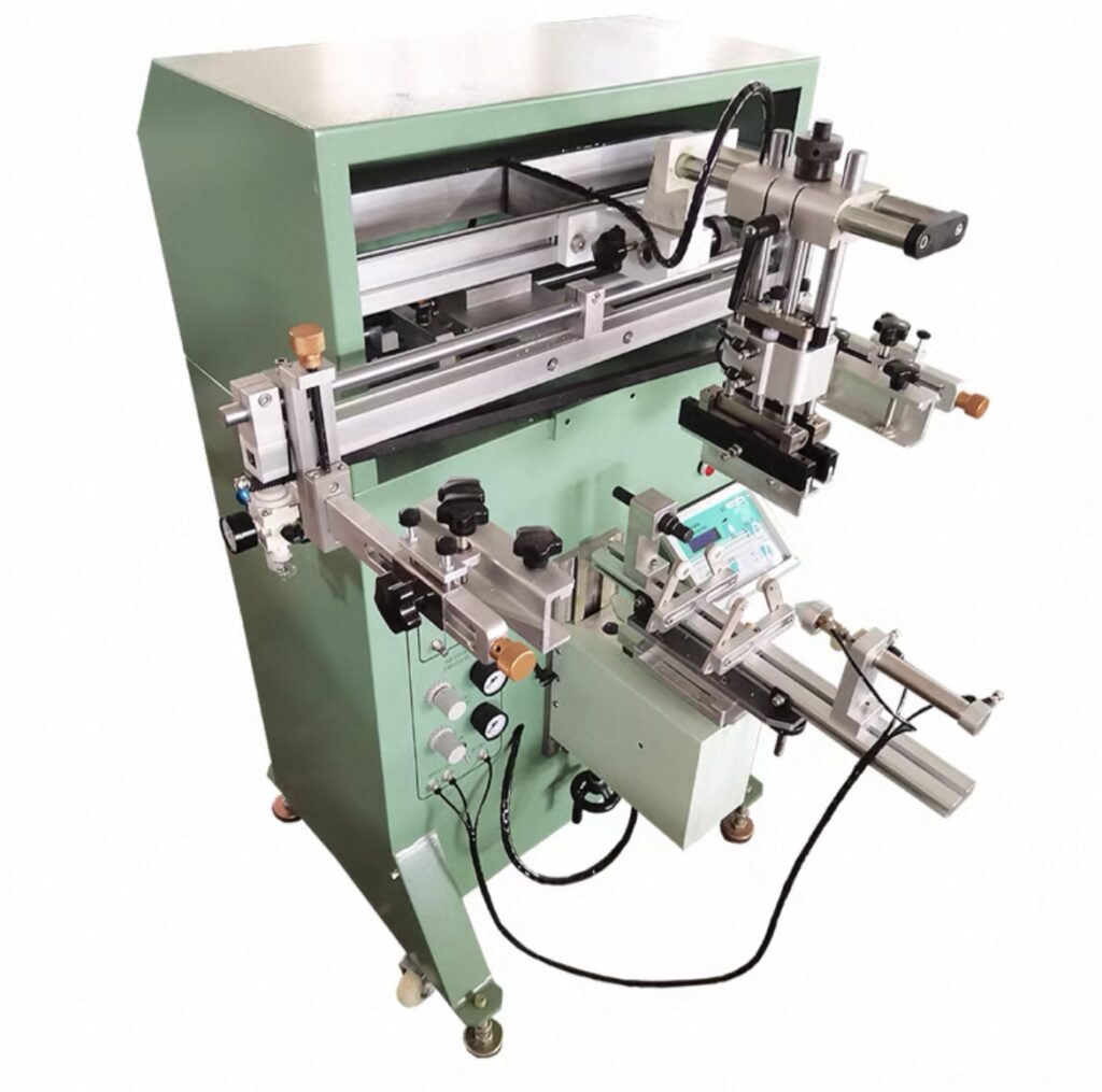 Pneumatic curved surface screen printing machine for bottle printing